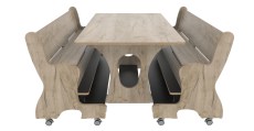 Hoogzit tafel L120 x B80 cm grey craft oak met 2 banken Tangara Groothandel voor de Kinderopvang Kinderdagverblijfinrichting6